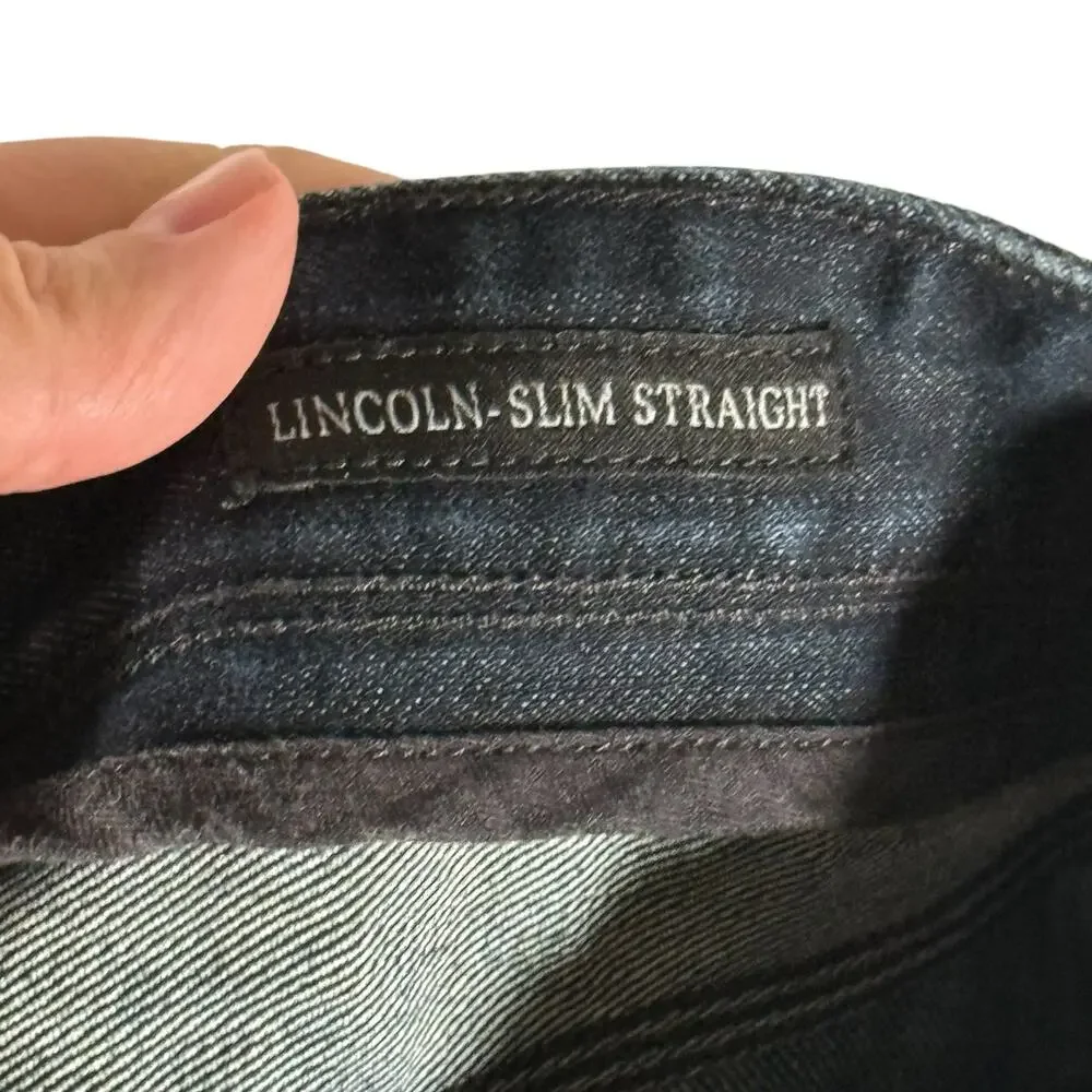 Guess Men's 33x30 Dark Blue Wash Lincoln Slim Straight Fit Cotton Blend Jeans